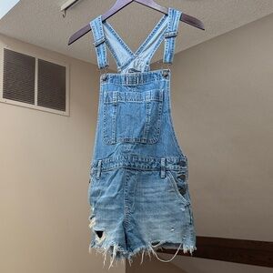 Blue Denim Overalls Shorts